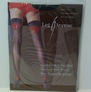 New one size sheer cuban heel thigh high stocking